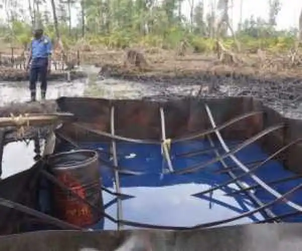See Photos Of The Big Illegal Refinery Busted In Bayelsa